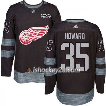 Mænd NHL Detroit Red Wings Trøje Jimmy Howard 35 1917-2017 100th Anniversary Adidas Sort Authentic